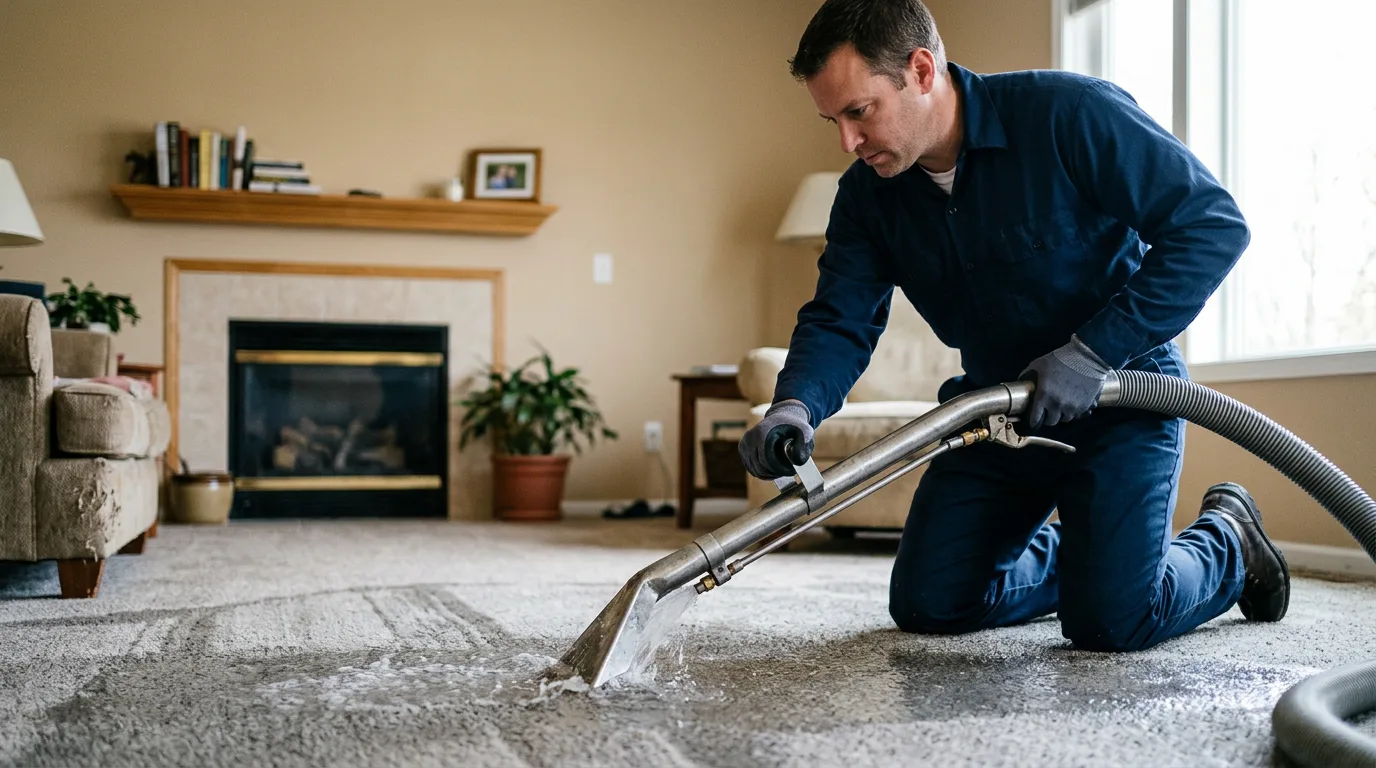 Water damage restoration technician working near Brinkley, AR